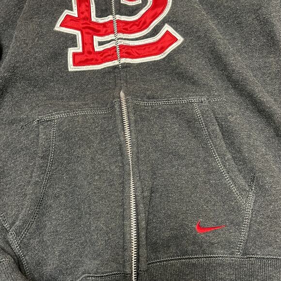 Nike MLB Gray Cardinals Zip Up Hoodie Boy's Size Medium - Picture 4 of 6